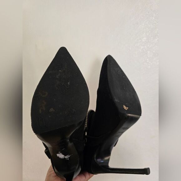 Saint Laurent Black Suede Pointed Toe Boots Size 8.5 - Picture 12 of 15